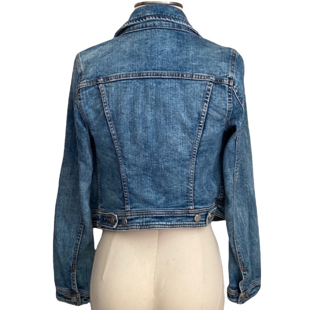 Anthropologie Pilcro Letterpress Crop Denim Classic Jean Jacket XS Extra Small - Picture 2 of 7